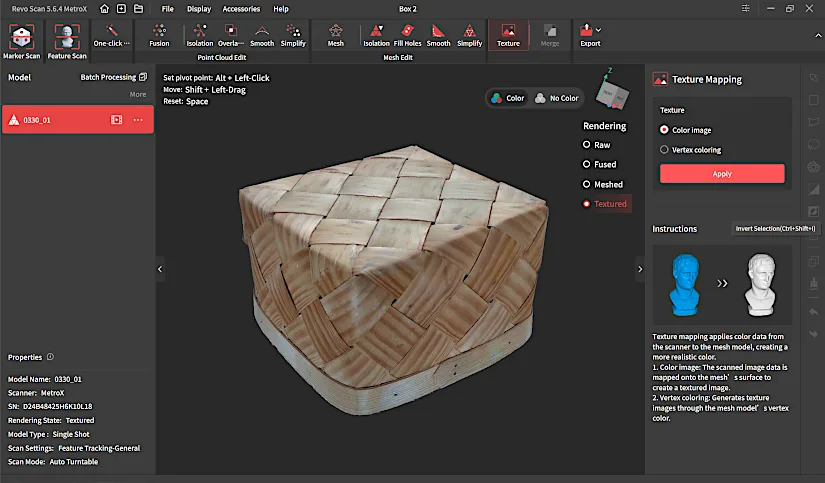 Revo Scan 5 MetroX Texture Mapping