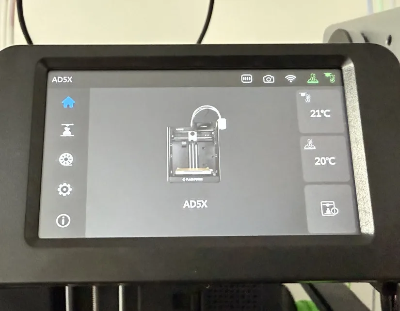 Flashforge AD5X Main Screen