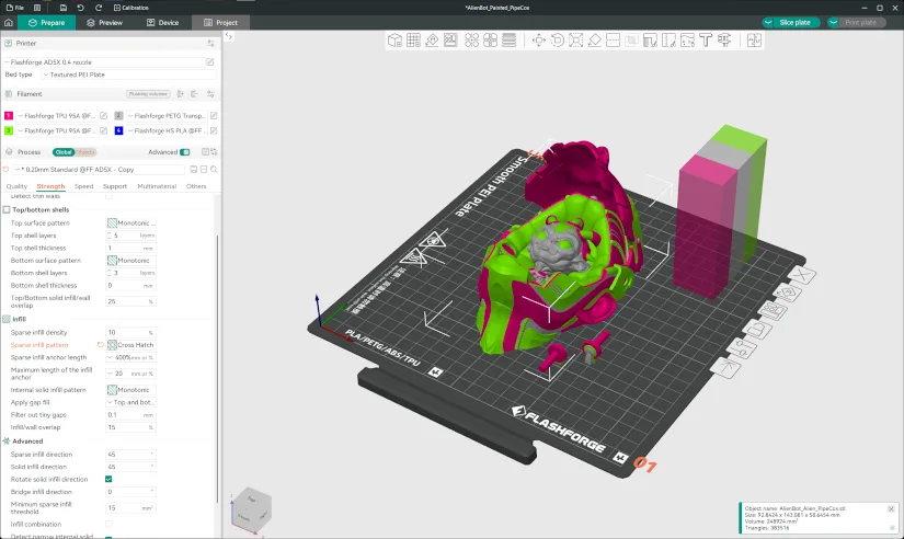 Orca Flashforge - Prepare Screen