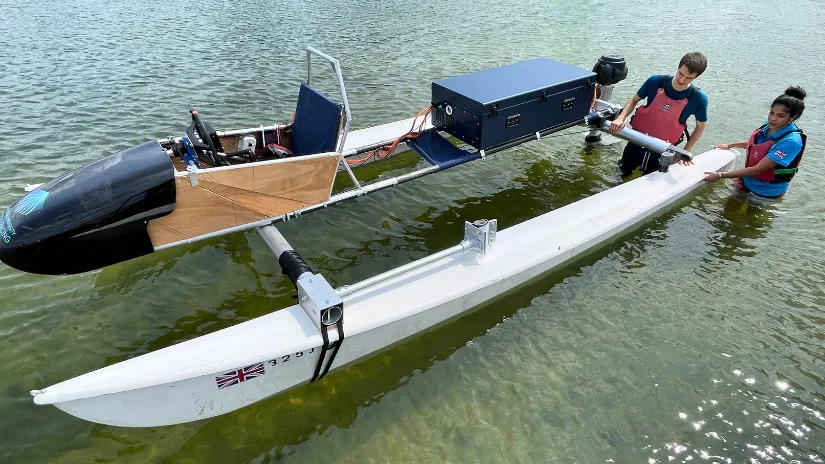 Cambridge University Riviera Racing Boat Prototype and Students