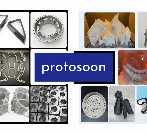 ProtoSoon Logo and 3D Print Examples