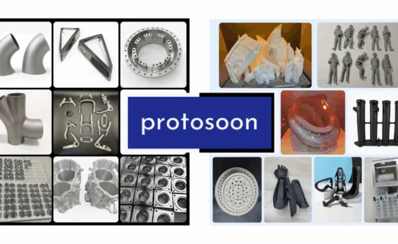 ProtoSoon Logo and 3D Print Examples