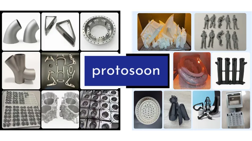 ProtoSoon Logo and 3D Print Examples