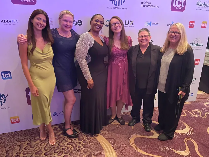 Some of the Women in 3D Printing gathered for a group photo during the TCT Awards 2025, highlighting diversity and community in additive manufacturing