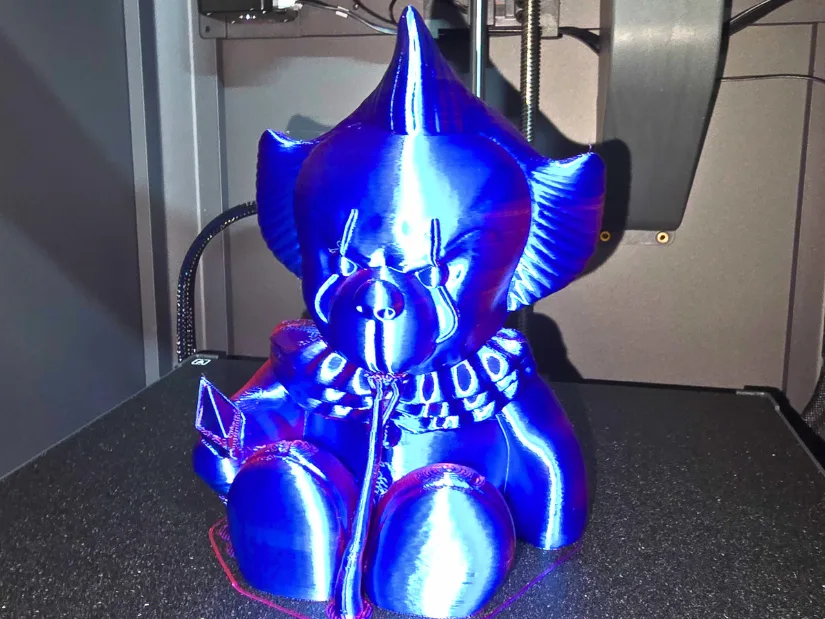 Penny Bear model 3D printed in dual-color silk PLA on the Elegoo Centauri Carbon