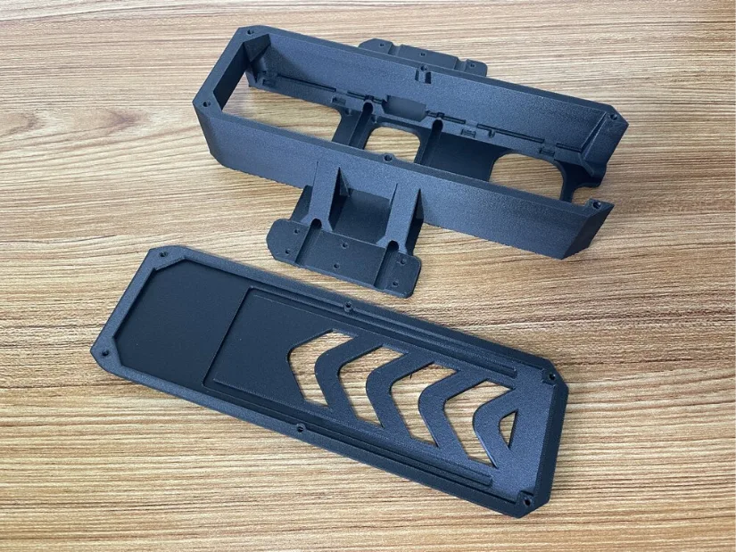 3D printed DeathRacer main frame and cover parts in PA6-CF carbon fiber nylon