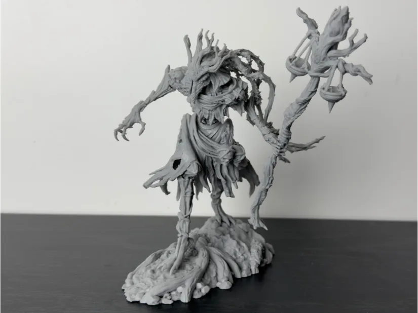 Nerikson Famine Horseman standalone resin figure—unpainted gray—holding scales staff on textured base, printed on Piocreat HALOT-X1 16K
