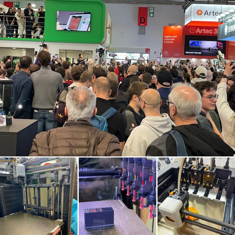 Toolchanger Showdown at Formnext 2025 – Crowds and Live Demos of BambuLab Vortex, Bonditech INDX on Prusa Core One L, Snapmaker U1