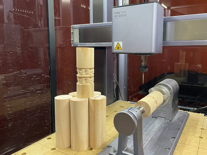 Snapmaker CNC 4-axis Module, Test Carving and Wooden Dowels