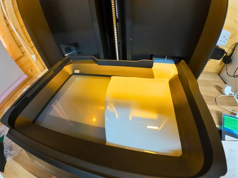 Uniformation GK3 Pro resin vat being automatically filled by the smart resin feed system