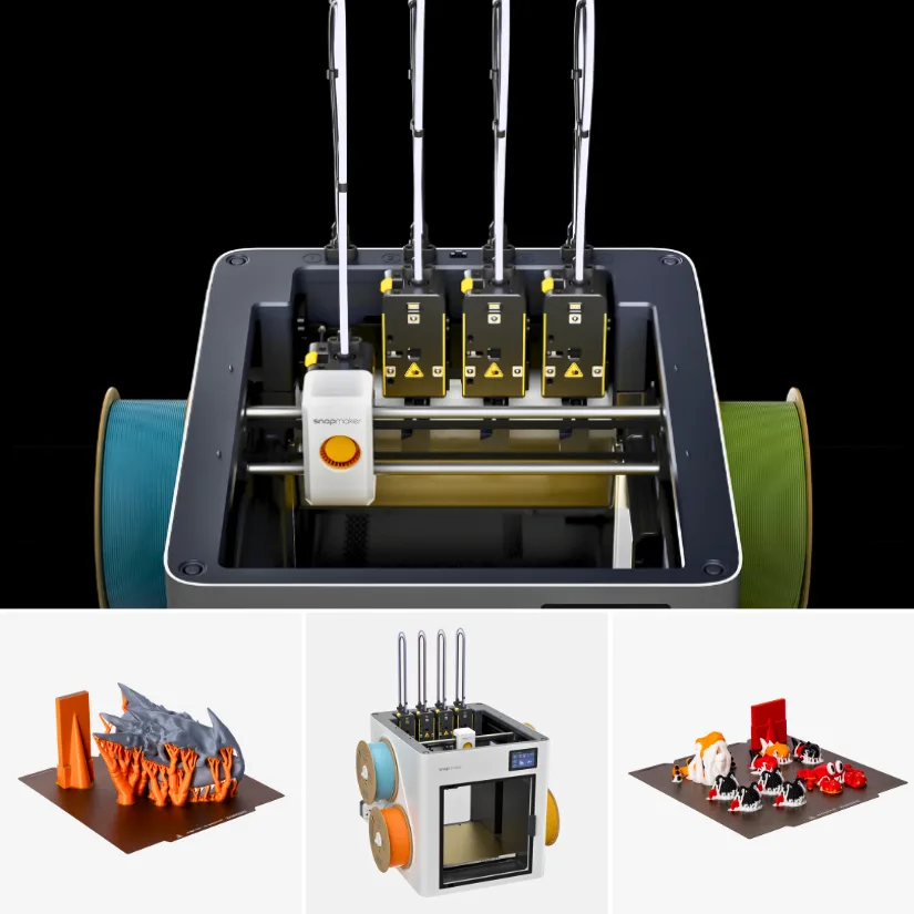 Snapmaker U1 - Toolchanging Multi-material 3D Printer and Test Prints Compilation