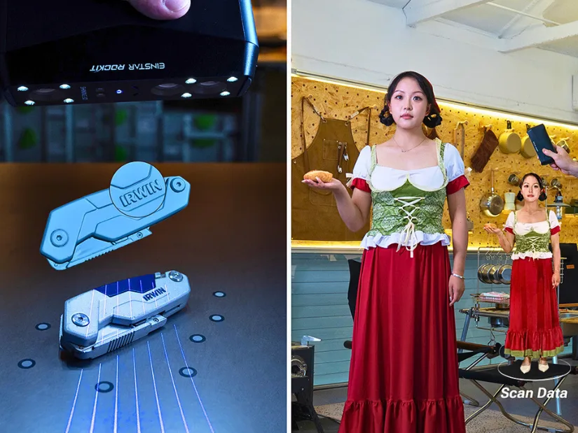 EINSTAR Rockit using dual light sources for detailed object scanning and full-body color 3D scanning
