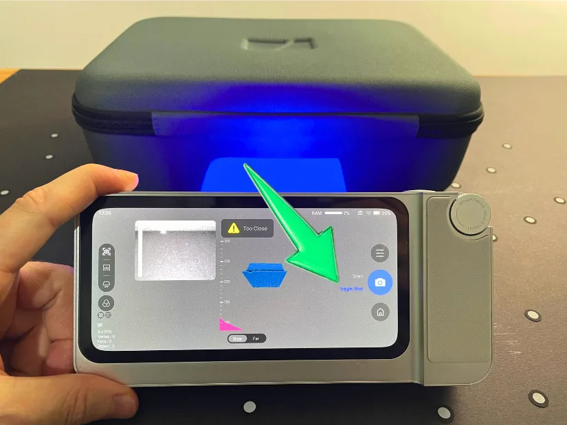 3DMakerpro Toucan handheld 3D scanner screen highlighting the Single Shot feature.