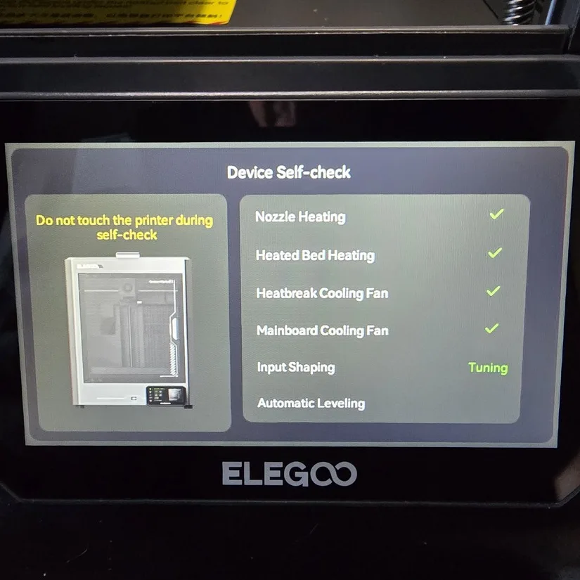 5-inch touchscreen device self-check / calibration screen