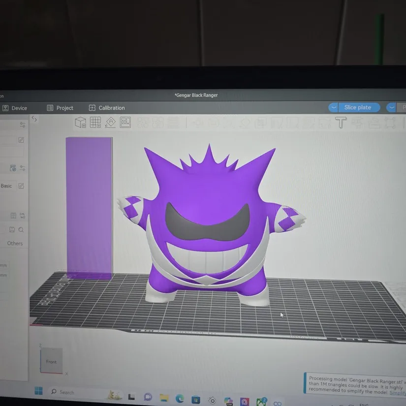 Gengar model in slicer with colour assignments