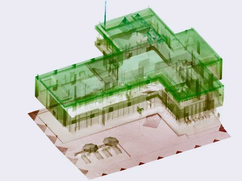 Structural visualization of building interior and exterior captured with 3DMakerpro Raven LiDAR scanner