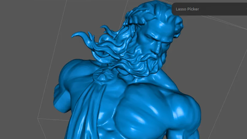 Turtle S Module scan example of a Zeus bust showing fine facial and hair details