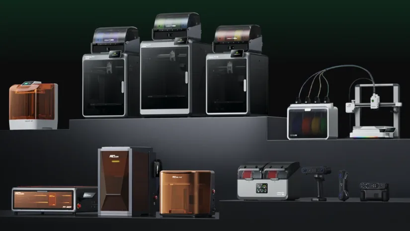 Creality product ecosystem including 3D printers, scanners, laser machines, and other maker tools