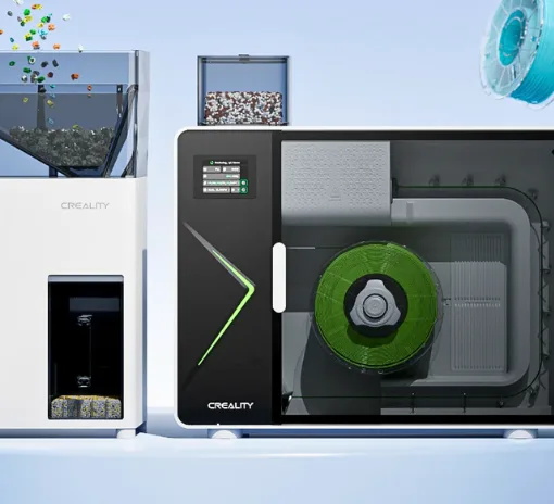 Creality Recycling System with Filament Maker M1 and Shredder R1 for desktop filament recycling