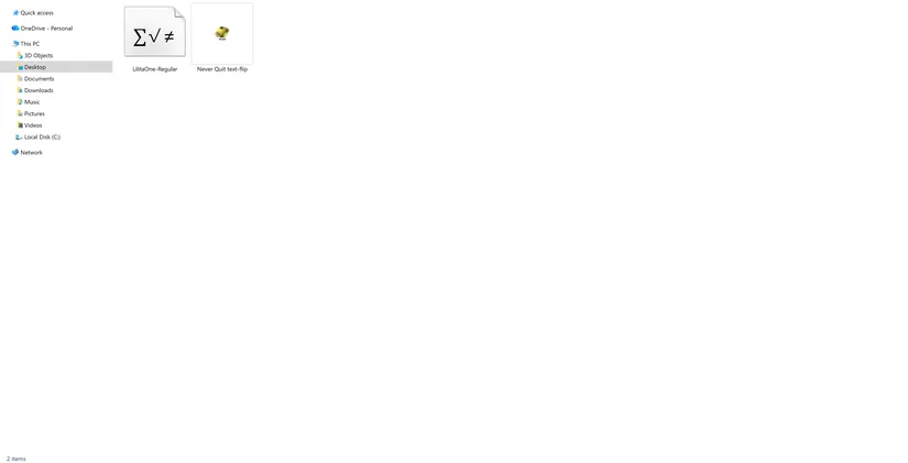 Project folder containing the extracted font file and OpenSCAD file