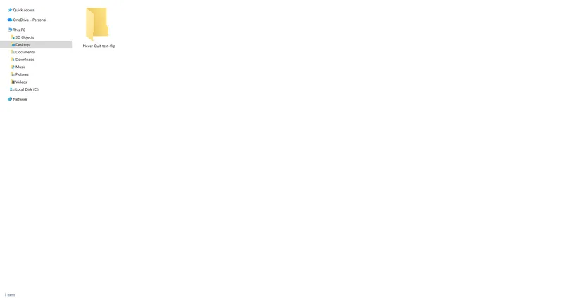 File explorer showing a new project folder for the text-flip design