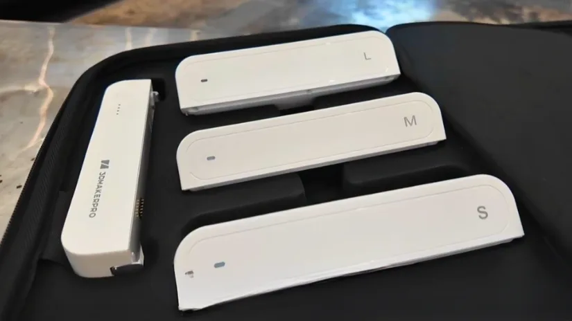 3DMakerpro Turtle Control Pad with interchangeable S, M, and L scanning modules stored in the carrying case