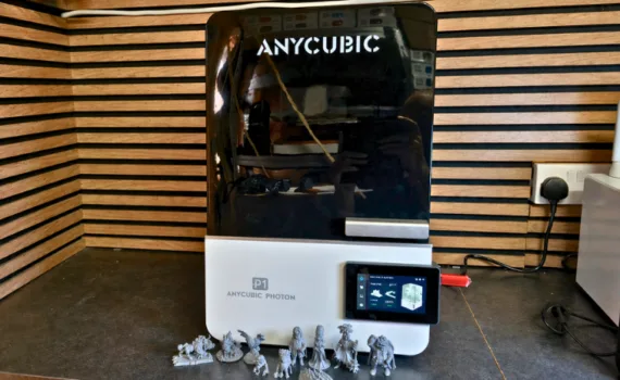 Anycubic Photon P1 resin 3D printer with printed miniatures