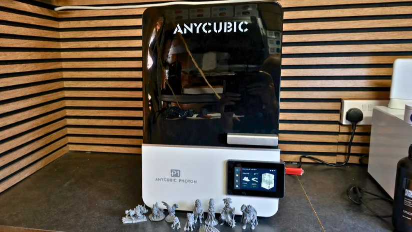 Anycubic Photon P1 resin 3D printer with printed miniatures