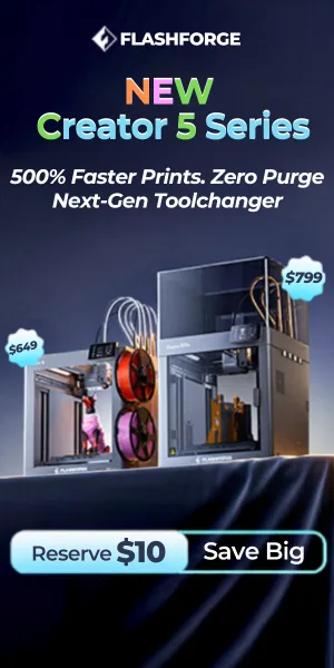 Flashforge Creator 5 and C5 Pro toolchanger 3D printer banner