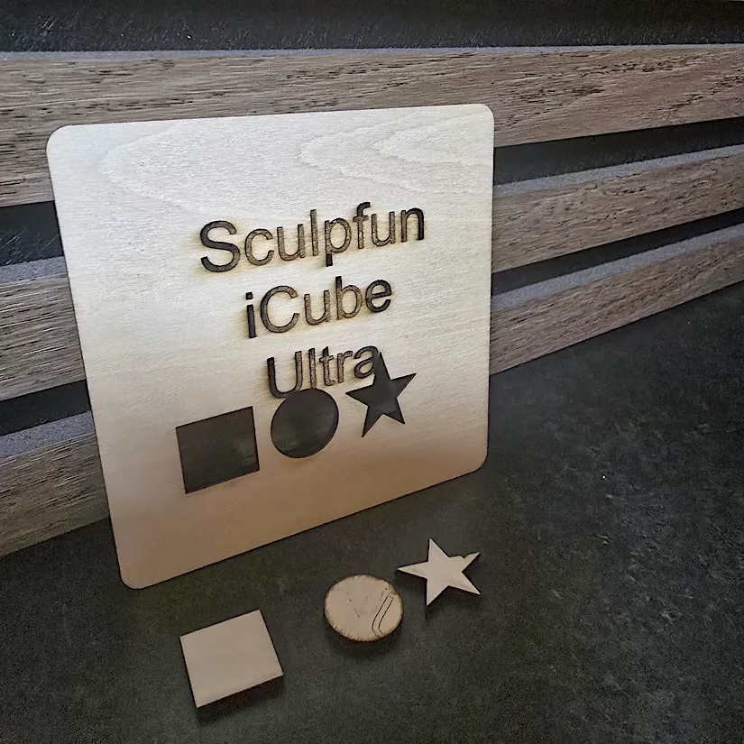 Sculpfun iCube Ultra 3mm plywood engraving and cut test