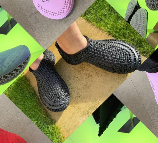 3D printed shoes comparison showing lattice midsole sneakers and fully 3D printed lattice footwear