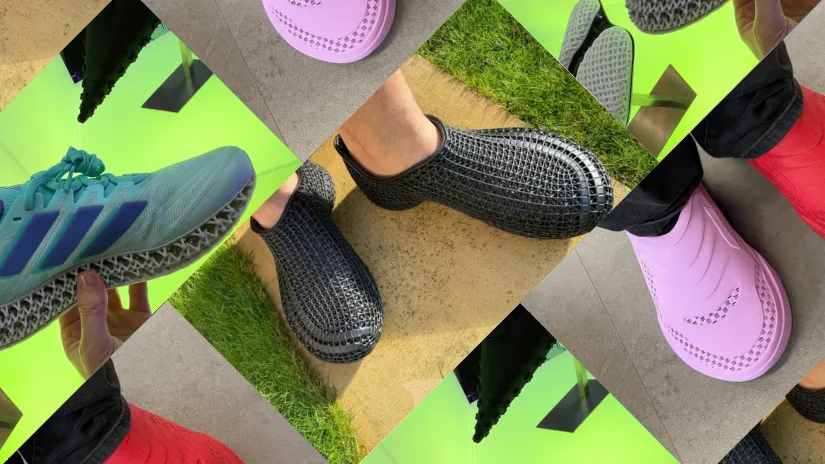 3D printed shoes comparison showing lattice midsole sneakers and fully 3D printed lattice footwear