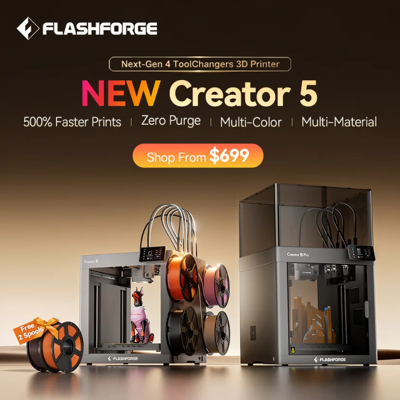 Flashforge Creator 5 and C5 Pro toolchanger 3D printer banner