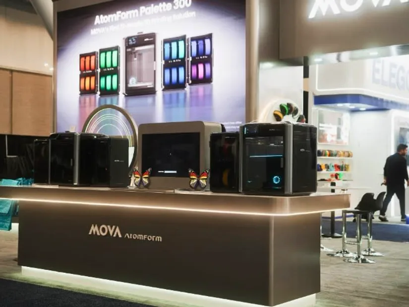 AtomForm Palette 300 3D printer displayed at a trade show booth