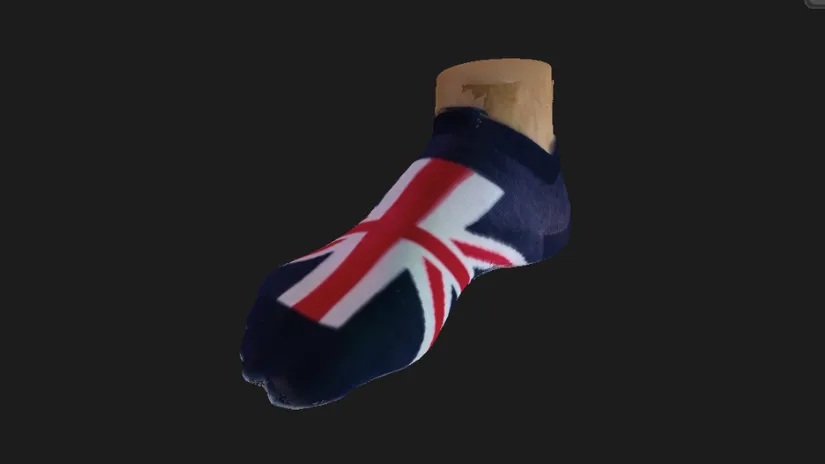 Cleaned color mesh and texture of a sock foot scan made with Revopoint POP 4