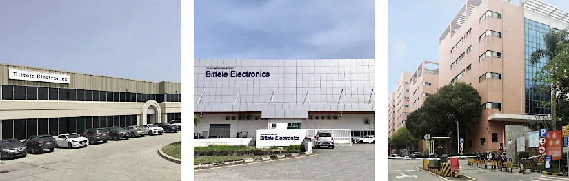 Bittele Electronics locations in Toronto Canada (HQ), Penang Malaysia, and Shenzhen China