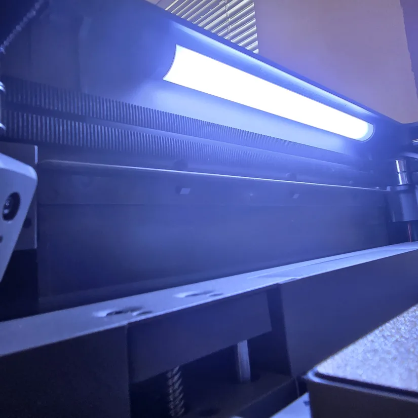 Flashforge Creator 5 LED build area light Flashforge Creator 5 bright LED strip light illuminating the build area
