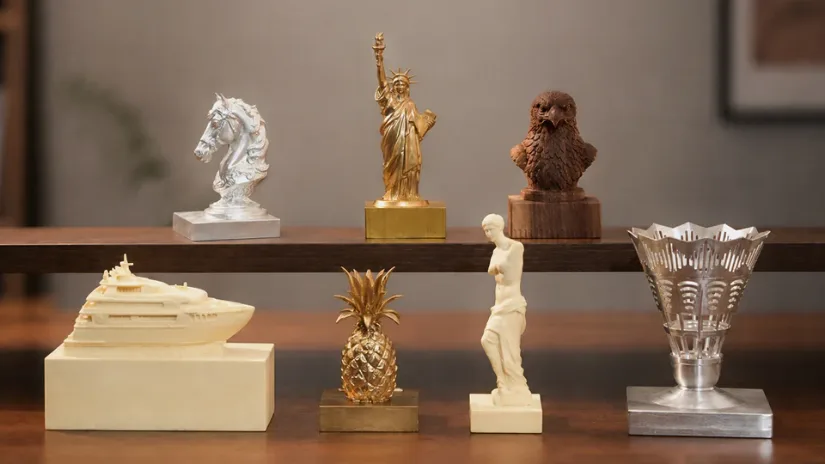 Multi-material CNC sample gallery made with the InfiMaker K1