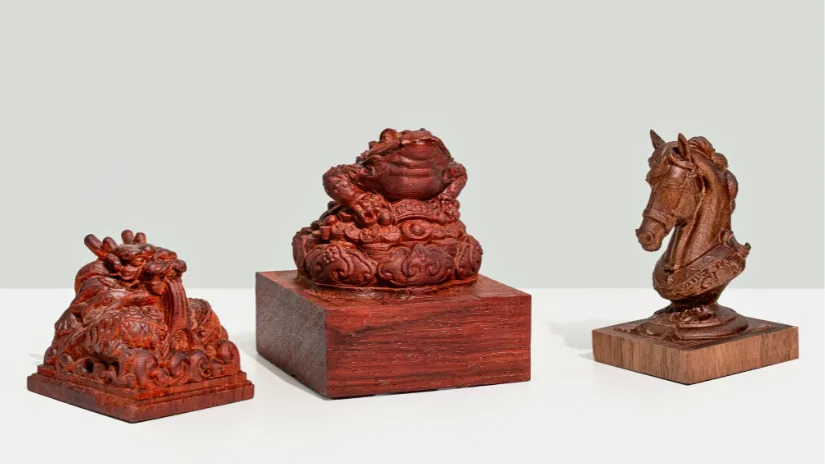Wood carving samples made with the InfiMaker K1 desktop 5-axis CNC machine