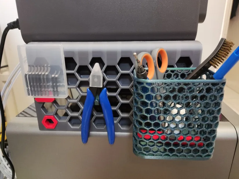 HSW-compatible ACE Pro riser on the Anycubic Kobra S1 with mounted 3D printer tools and holders