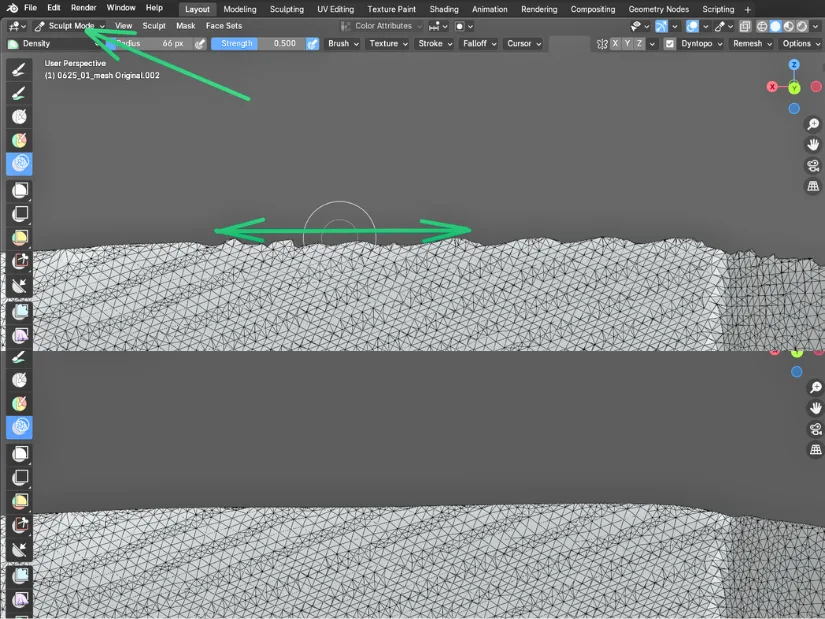 Using Blender Sculpt Mode to smooth and straighten the edges of a 3D scan before solidifying the mesh