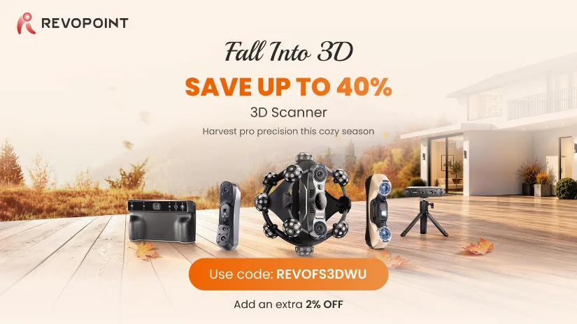 Revopoint Fall Into 3D promotion offering up to 40% off selected 3D scanners with an additional 2% discount code.