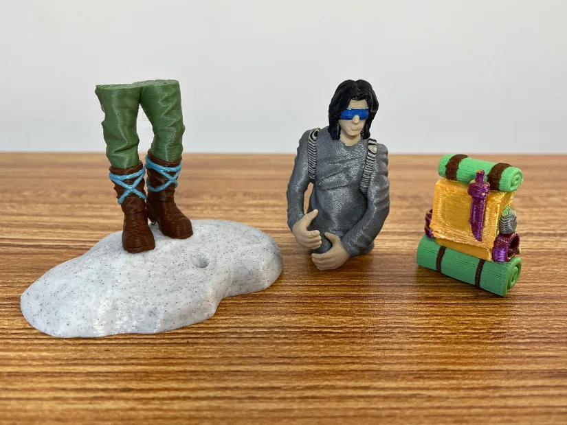 Three separately 3D printed segmented parts of the 3D Printing Guardian before final assembly
