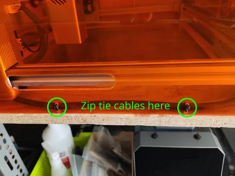 Carverall X1Pro laser cable secured with zip ties