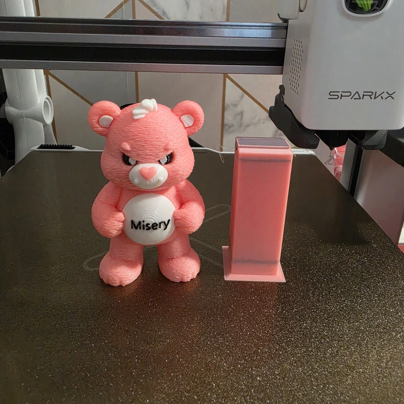 Assembled multicolour Care Bear printed on Creality SparkX i7 Nano