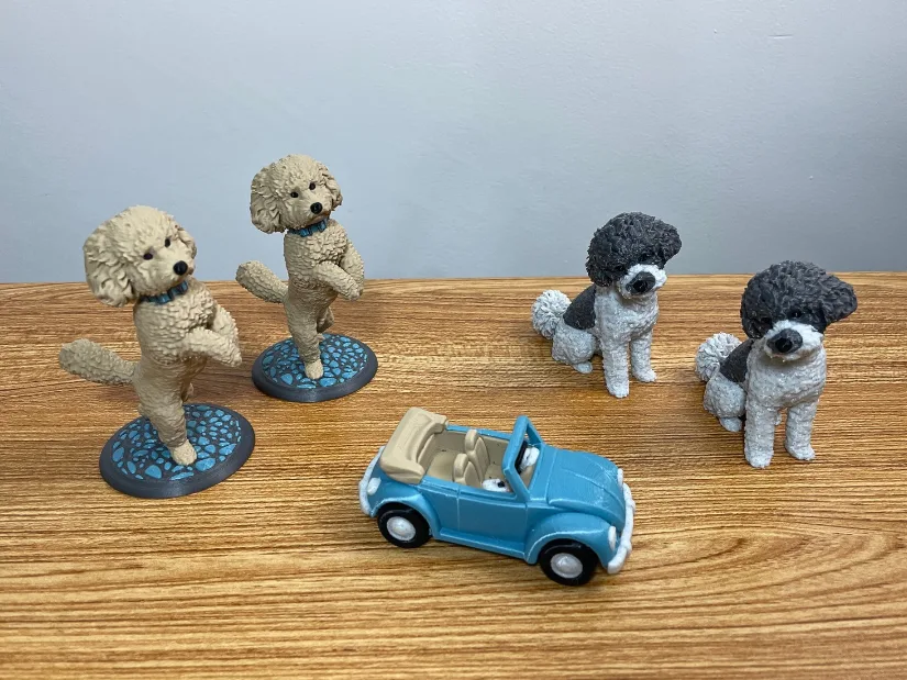 Meshy AI 3D printed Teddy, Ella and VW Beetle test models