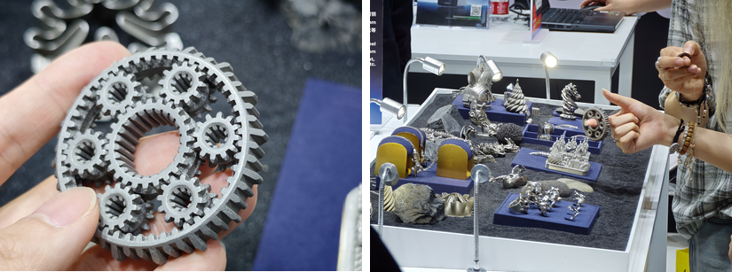 SnowPod metal gear fidget and display of metal 3D printed samples