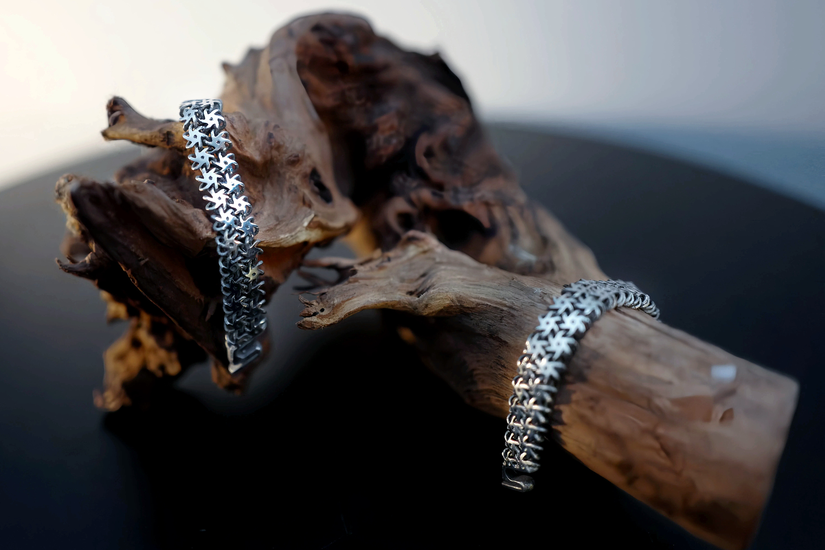 SnowPod 3D printed openwork stainless steel lattice bracelets