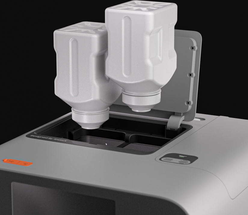 SnowPod powder Pod cartridges installed in bays under the top cover