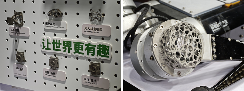 SnowPod topology optimized metal parts lattice valve bodies and porous robot arm cover